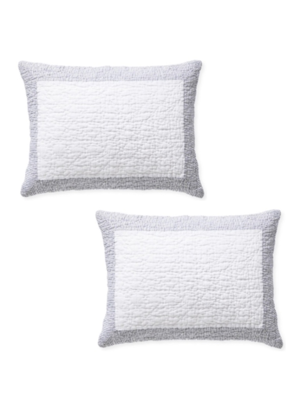 Serena & Lily set of 2 Foxwood reversible quilted linen standard shams stripes